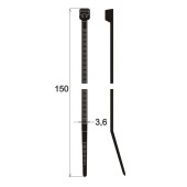 Stahovací pásky 150 x 3,6 mm (100 ks)