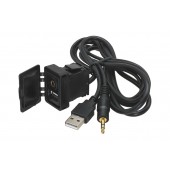 USB + JACK zásuvka s kabelem