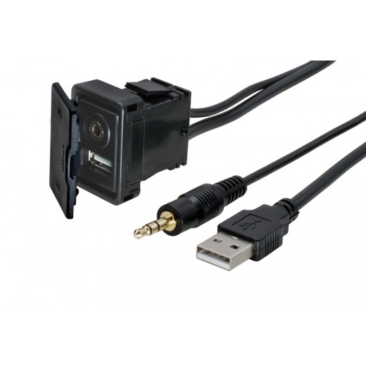 USB + JACK zásuvka s kabelem